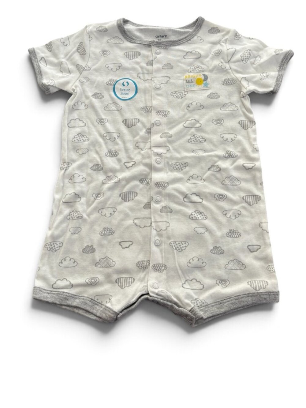 NWT Carter’s Baby Cloud Print Short Sleeve Romper Snap Front Bright Little One